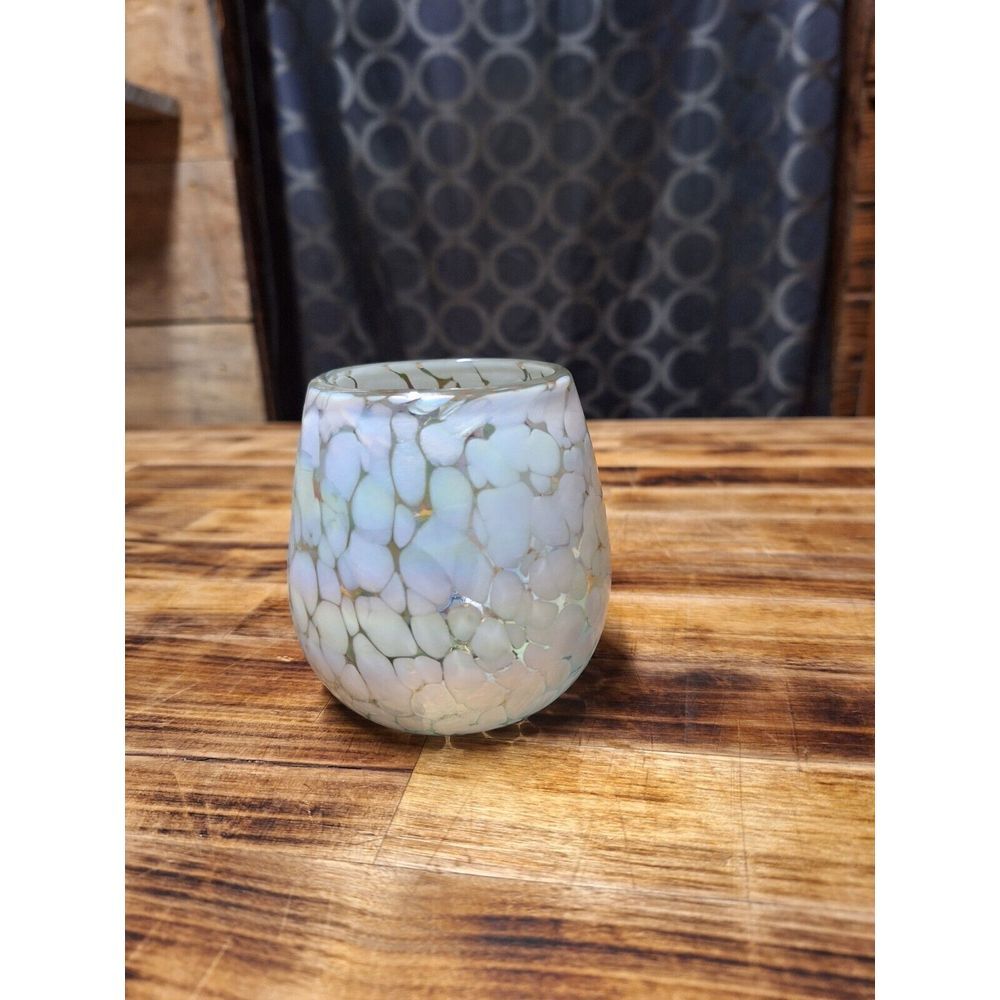 RACHEL ROY Iridescent Pink Luster‎ Leopard Stemless Wine Glass NEW - Picture 7 of 10